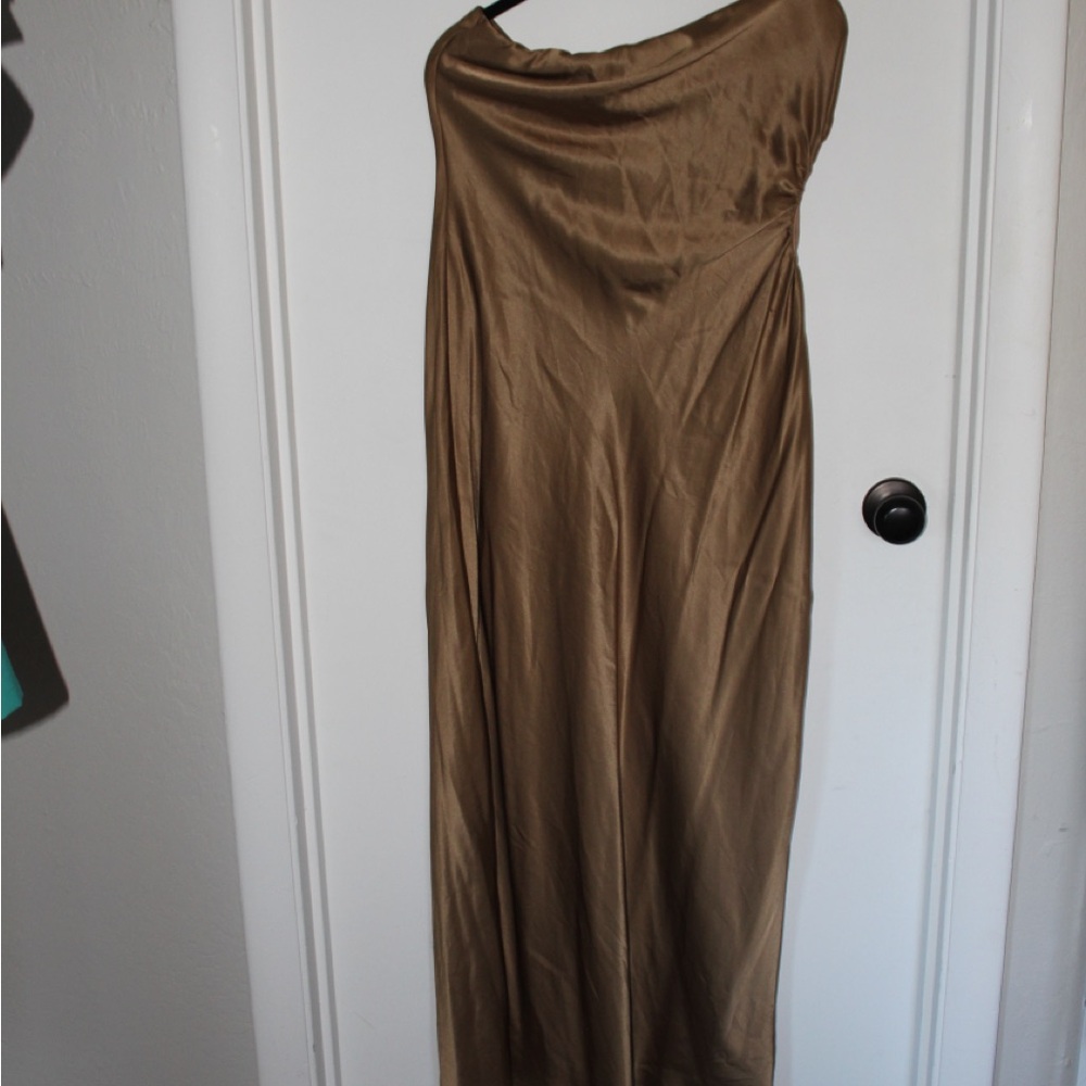 Reformation Satin Brown Dress